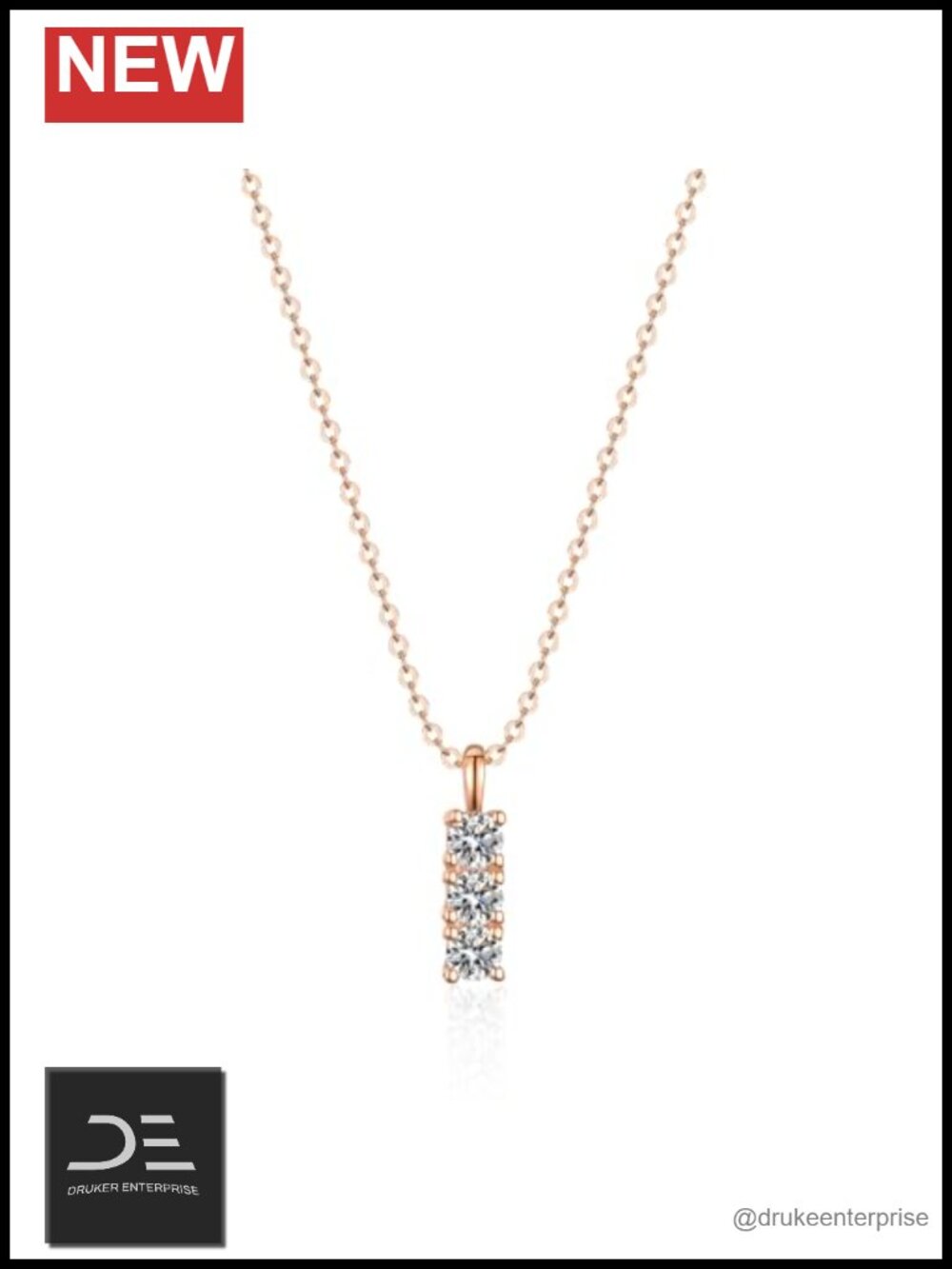 14K Gold Diamond Square Pendant Necklace VVS1 D-Color 1ct